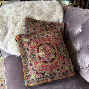 Set of 2 Colorful Embroidered Throw Pillow Covers